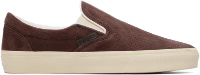 Tom Ford Brown Perforated Suede Jude Slip On Sneakers