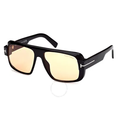 Tom Ford Turner Brown Photochromatic Navigator Men's Sunglasses Ft1101 01e 58 In Yellow