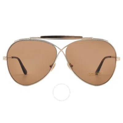 Tom Ford Brown Pilot Men's Sunglasses Ft0818 28e 60