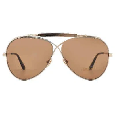 Pre-owned Tom Ford Brown Pilot Men's Sunglasses Ft0818 28e 60 Ft0818 28e 60