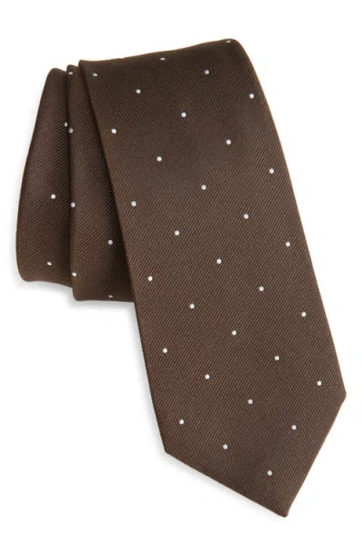 Tom Ford Brown Pin Dot Silk Tie In Metallic
