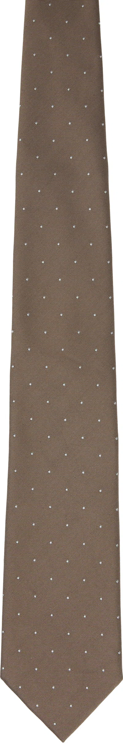 Tom Ford Brown Polka Dot Tie In Tortora