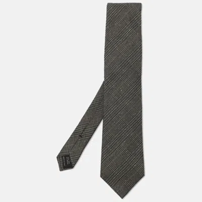 Pre-owned Tom Ford Brown Prince Of Wales Check Patterned Wool/silk Neck Tie
