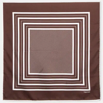 Pre-owned Tom Ford Brown Printed Silk Pocket Square