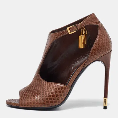 Pre-owned Tom Ford Brown Python Peep Toe Pumps Pumps Size 38