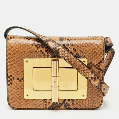 Pre-owned Tom Ford Brown Python Small Natalia Crossbody Bag
