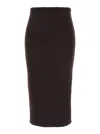 Tom Ford Brown Ribbed Knit Skirt With High Waist And Pencil Silhouette In Cashmere And Cotton Blend