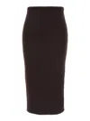 Tom Ford Brown Ribbed Knit Skirt With High Waist And Pencil Silhouette In Cashmere And Cotton Blend Woman