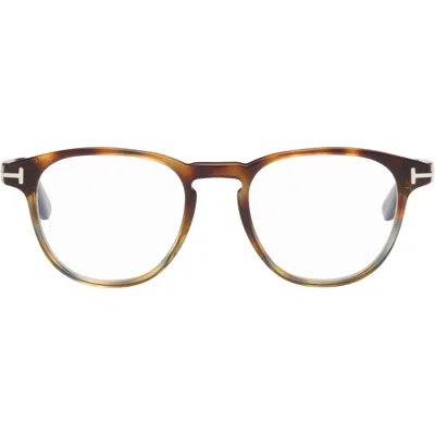 Tom Ford Brown Round Blue Light Glasses In Purple