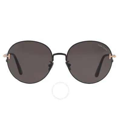 Tom Ford Brown Round Unisex Sunglasses Ft0966-k 01a 58
