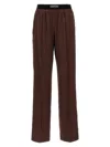 Tom Ford Brown Pants With Elastic Waist And Logo Lettering In Stretch Silk For Women In Brown