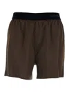 Tom Ford Brown Shorts With Elastic Waist With Logo Lettering In Silk Stretch Woman In Brown