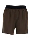 Tom Ford Brown Shorts With Elastic Waist With Logo Lettering In Silk Stretch Woman In Brown