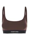 Tom Ford Brown Bralette With Contrasting Logo Print In Brown