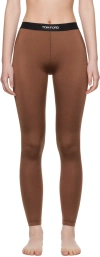 Tom Ford Brown Lustrous Signature Leggings In Kb602 Pine Brown