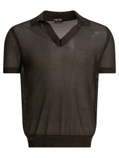 Tom Ford Brown Silk Cotton Polo