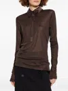 Tom Ford Silk Jersey Long Sleeve Polo In Brown