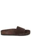Tom Ford Brown Slides With Suede Texture And Sturdy Sole In Brown