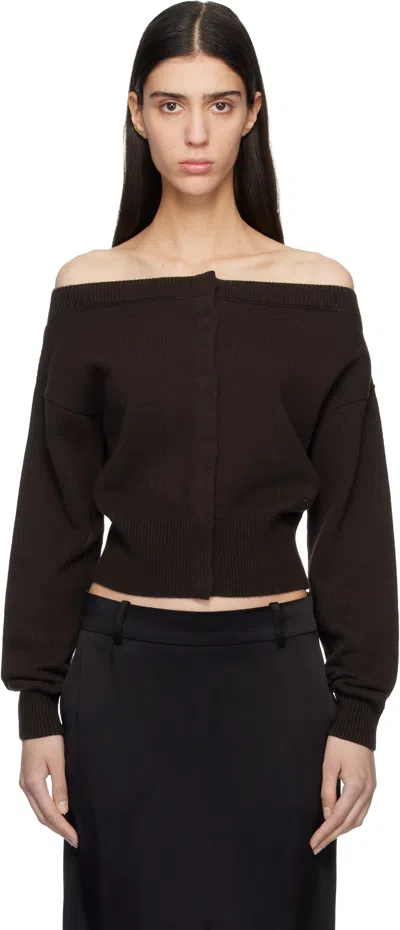 Tom Ford Brown Soft Cashmere Open-neck Shrunken Cardigan