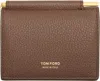 Tom Ford Brown Soft Grain Leather Bifold Money Clip Card Holder