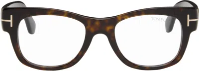 Tom Ford Brown Square Glasses In 052 Classic Dark Hav