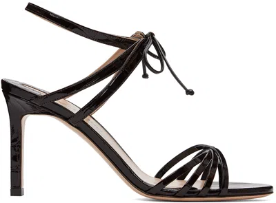 Tom Ford Brown Stamped Crocodile Leather Angelica Heeled Sandals In 1b087 Espresso