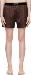 Tom Ford Logo Silk Blend Shorts With Satin Finish