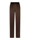 Tom Ford Brown Stretch Silk Satin Trousers In Brown