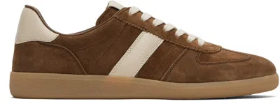 Tom Ford Suede Leather Sneakers Contrast Stripe In Brown