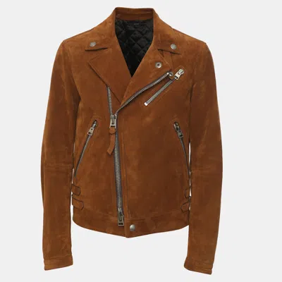 Pre-owned Tom Ford Brown Suede Biker Jacket S
