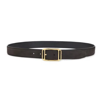 Tom Ford Brown Suede Calf Leather Belt In Black