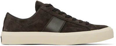 Tom Ford Brown Suede Cambridge Sneakers In Mocha + Cream