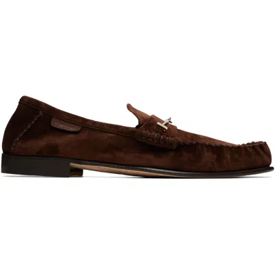 Tom Ford Ripley Embellished Suede Loafers In Brown