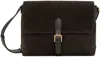 Tom Ford Brown Suede Medium Messenger Bag In 1b011 Ebony