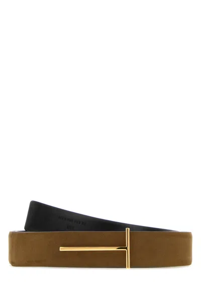 Tom Ford Brown Suede Reversible Belt