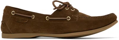 Tom Ford Brown Suede Robin Boat Shoes In Tobacco + Amber