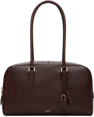 Tom Ford Brown Supple Leather Zipped Small Stryke Shoulder Bag