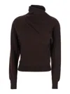 Tom Ford Brown Sweater With High Neck In Cashmere And Cotton Blend Woman In Brown