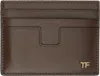 Tom Ford Brown T Line Card Holder In Mud
