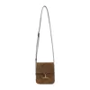 Tom Ford Mini Leather-trimmed Suede Shoulder Bag In Brown