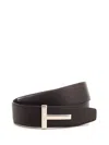 Tom Ford Elegant Brown And Black Calfskin Belt Made In Brown + Black
