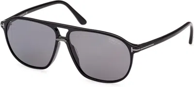 Pre-owned Tom Ford Bruce 1026 N/s 01d Shiny Black Grey Smoke Polarized Sunglasses 61mmnew In Gray