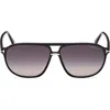 Tom Ford Bruce 61mm Navigator Sunglasses In Black
