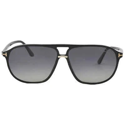 Pre-owned Tom Ford Bruce Polarized Smoke Navigator Men's Sunglasses Ft1026 01d 61 In Gray