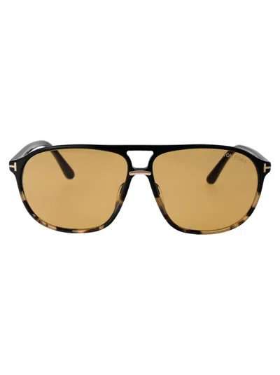 Tom Ford Pilot-frame Sunglasses In 05e Nero/altro / Marrone
