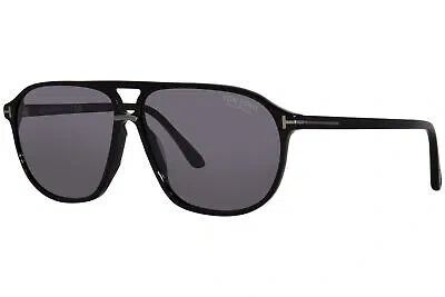 Pre-owned Tom Ford Bruce Tf1026-n 01d Sunglasses Men's Shiny Black/polarized Smoke 61mm In Gray