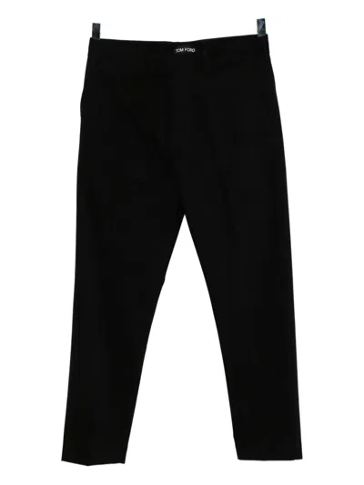 Tom Ford Brushed Cotton Chinos In Black