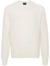 Tom Ford Mens Crew-neck Long-sleeves Regular-fit Cotton Jumper Light Grey In 白色