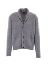 Tom Ford Brushed Shawl Collar Cardigan In Ash Grey