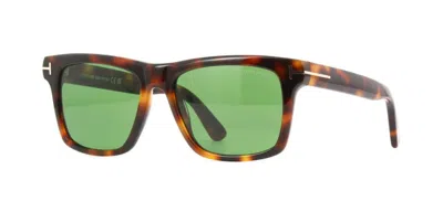 Pre-owned Tom Ford Buckey-02 Ft 0906 Blonde Havana/green (53n) Sunglasses
